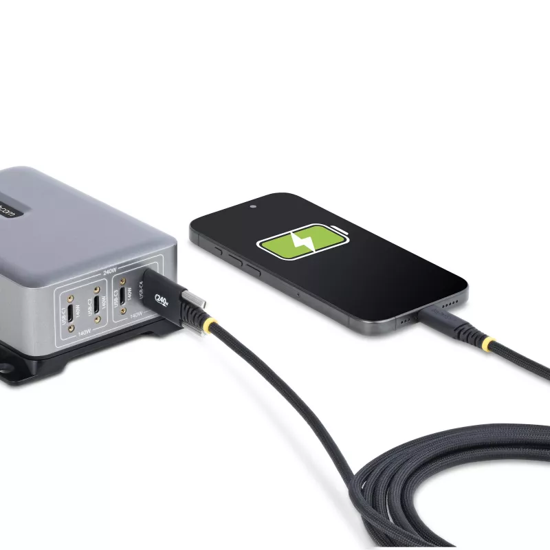 StarTech.com 6.6ft (2m) USB-C uzlādes kabelis, sānu skrūvju fiksācija, 240W (5A) PD EPR, divslāņu silikona/pīts apvalks, USB 2.0 klēpjdatora lādētāja kabelis, USB-IF sertificēts, izturīgs USB-C lādēšanas vads
