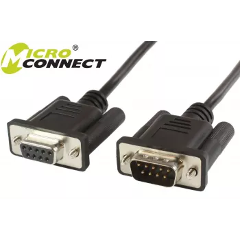 Microconnect SCSEHN3B seriālais kabelis Melns 3 m DB9 Tēviņš DB9 Mātīte