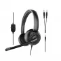 Speedlink METIS stereo biroja austiņas, 3,5 mm savienotājs ar Y adapteri, melnas