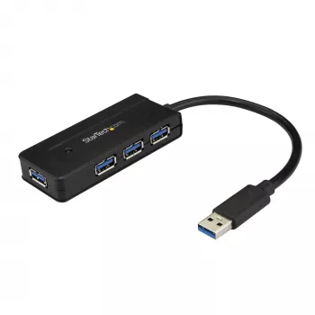 StarTech.com 4 Portu USB 3.0 Hubs (SuperSpeed 5Gbps) ar ātro uzlādi – Pārnēsājams USB 3.2 Gen1 Type-A klēpjdatora/galddatora hubs - USB kopnes barošana vai pašbarošana augstai veiktspējai – Mini/Kompakts