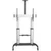 StarTech.com STNDMTV100 mobilais televizora statīvs, izturīgi TV ratiņi 60–100 collu displejiem (100 kg / 220 lb), regulējams augstums 1200–1700 mm, VESA no 200x200 līdz 1000x600, ar plauktu, melns / sudrabains