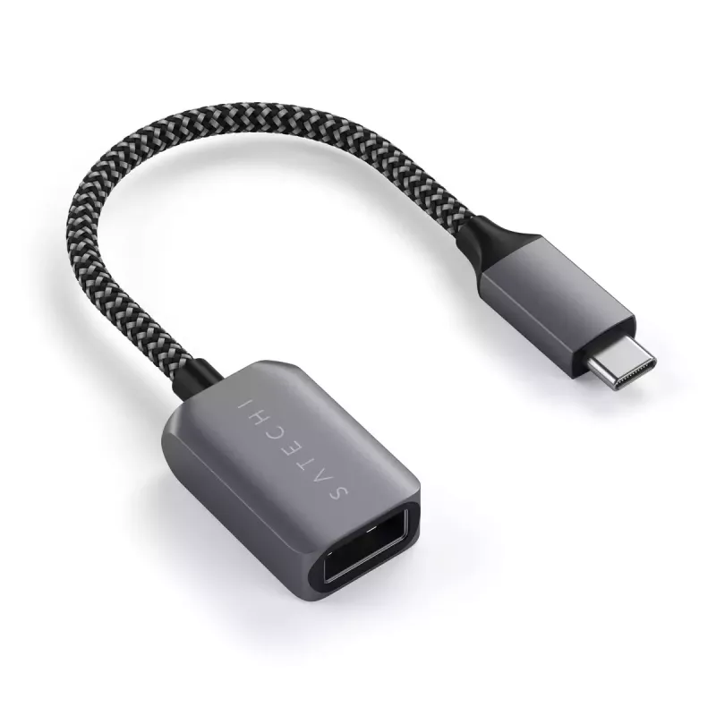 USB kabelis Satechi ST-UCATCM USB-C uz USB-A, USB 3.2 Gen 1 (5 Gbps), pelēks