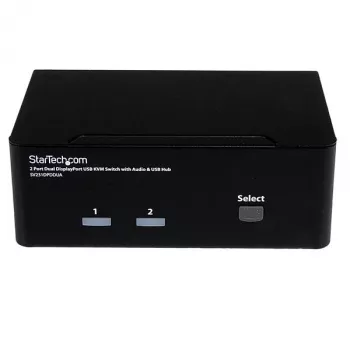 StarTech.com 2 portu divu DisplayPort USB KVM slēdzis ar audio un USB 2.0 centrmezglu