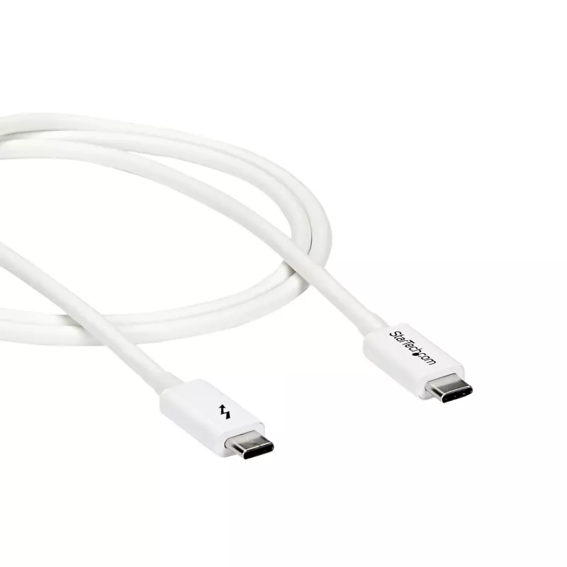 StarTech.com Thunderbolt 3 kabelis - 20 Gbps - 1 m - balts - saderīgs ar Thunderbolt, USB un DisplayPort