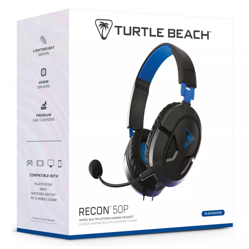 Turtle Beach Recon 50P vadu spēļu austiņas - PS5, PS4, Xbox Series X/S, Xbox One, PC