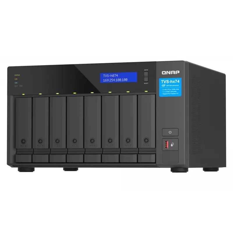 QNAP TVS-h874 NAS Tornis Intel® Core™ i7 32 GB DDR4 0 TB QuTS hero Melns