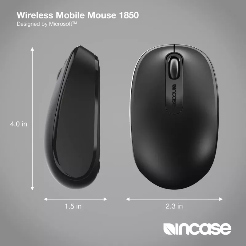 Incase Designed by Microsoft Wireless Mobile Mouse 1850 — bezvadu optiskā pele, ambidekstrāla, melna