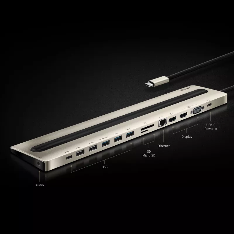 ATEN USB-C daudzportu dokstacija ar strāvas padevi
