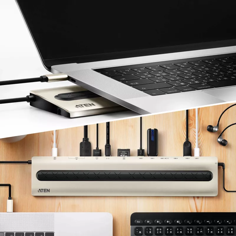 ATEN USB-C daudzportu dokstacija ar strāvas padevi
