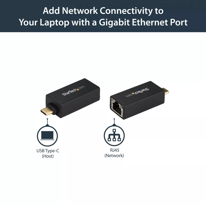 StarTech.com USB-C uz Gigabit Ethernet adapteris - 1Gbps NIC USB 3.0/USB 3.1 Type C tīkla adapteris - 1GbE USB-C uz RJ45/LAN ports, saderīgs ar Thunderbolt 3, Windows, MacBook Pro, Chromebook
