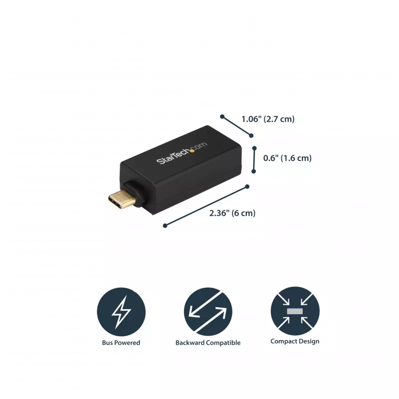 StarTech.com USB-C uz Gigabit Ethernet adapteris - 1Gbps NIC USB 3.0/USB 3.1 Type C tīkla adapteris - 1GbE USB-C uz RJ45/LAN ports, saderīgs ar Thunderbolt 3, Windows, MacBook Pro, Chromebook