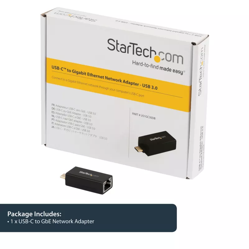 StarTech.com USB-C uz Gigabit Ethernet adapteris - 1Gbps NIC USB 3.0/USB 3.1 Type C tīkla adapteris - 1GbE USB-C uz RJ45/LAN ports, saderīgs ar Thunderbolt 3, Windows, MacBook Pro, Chromebook