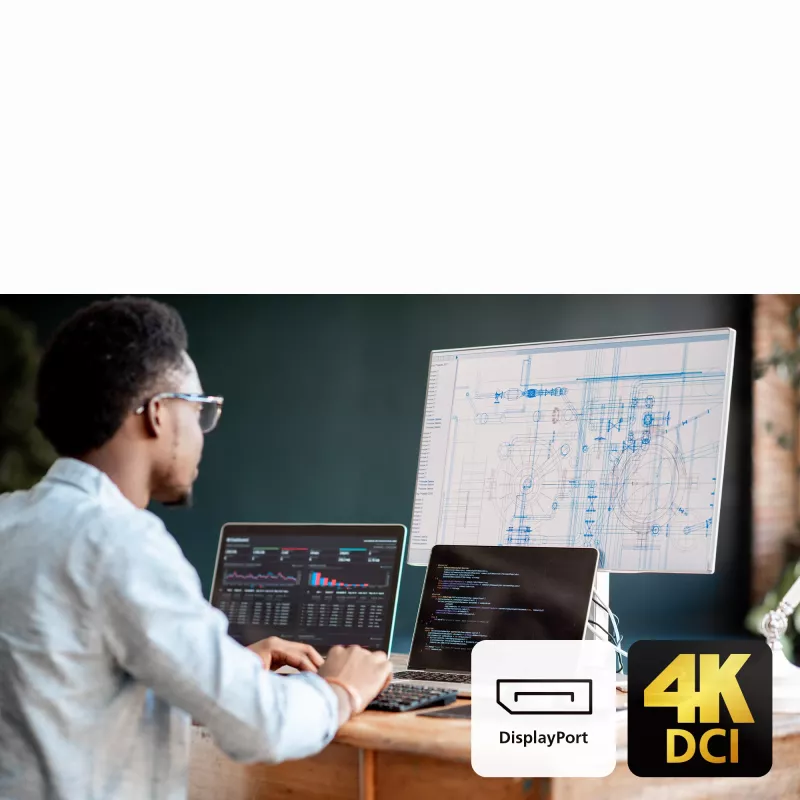 ATEN US3311 2-Port 4K DisplayPort USB-C KVM Slēdzis ar Dokstaciju un Strāvas Padevi