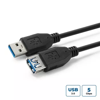 Microconnect USB3.0AAF5B USB pagarinātāja kabelis USB 3.2 Gen 1 5 m USB A melns