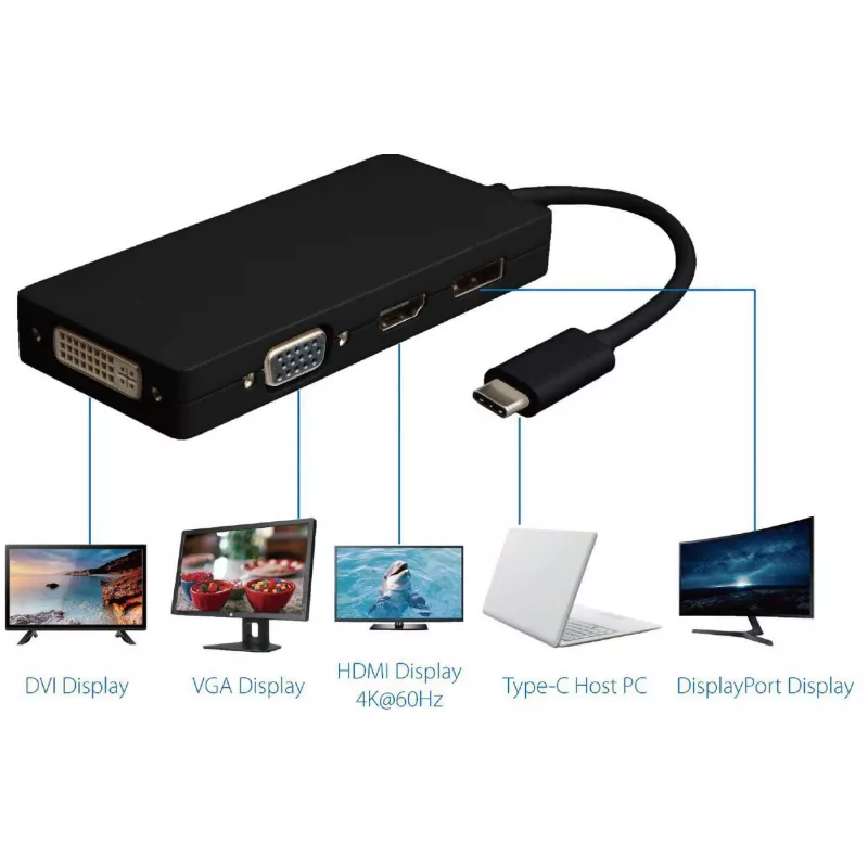 Microconnect USB3.1CCOM10 USB grafiskais adapteris 3840 x 2160 pikseļi Melns