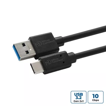 Microconnect USB3.2CA05 USB kabelis USB 3.2 Gen 2 (3.1 Gen 2) 0.5 m USB A USB C Melns