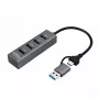 Microconnect USBHUB4-2IN1 USB 3.2 Gen 1 centrmezgls 4 porti Type-A 5000 Mbit/s Melns