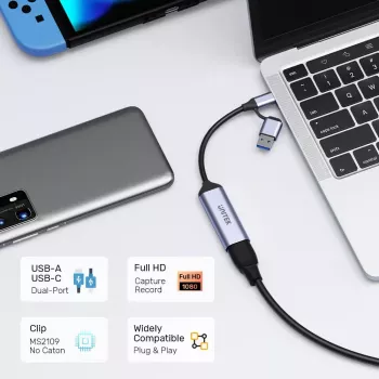Video kabeļa adapteris UNITEK V1167A USB Type-A/USB Type-C HDMI Melns