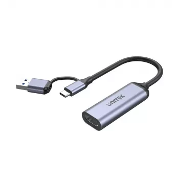 Video kabeļa adapteris UNITEK V1167A USB Type-A/USB Type-C HDMI Melns