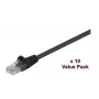 Microconnect V-UTP510SVP Cat5e U/UTP tīkla savienojuma kabelis 10 m, melns, 10 gab. iepakojums