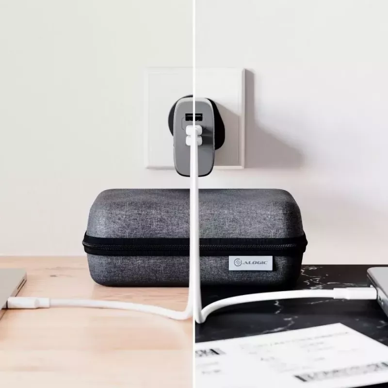 Lādētājs ALOGIC 3X67 67W GaN 2× USB Type-C ar maināmiem kontaktdakšu komplektiem