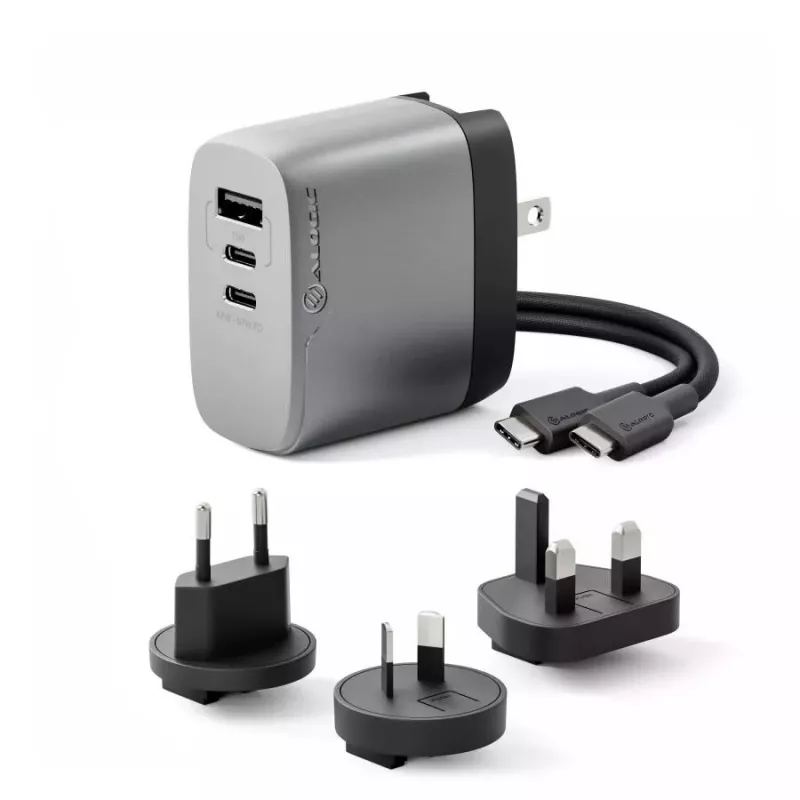 Lādētājs ALOGIC 3X67 67W GaN 2× USB Type-C ar maināmiem kontaktdakšu komplektiem