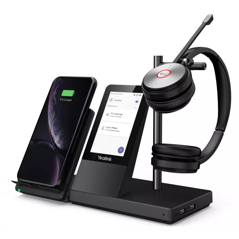 Yealink WH66 DECT bezvadu austiņas DUĀL TEAMS, Bezvadu, Birojs/Zvanu centrs, 20 - 20000 Hz, 127 g, Personiskā audio konferenču sistēma, Melna