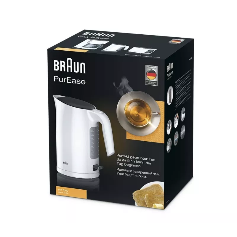 Braun PurEase WK 3100 WH elektriskā tējkanna 1.7 L 2200 W Balta