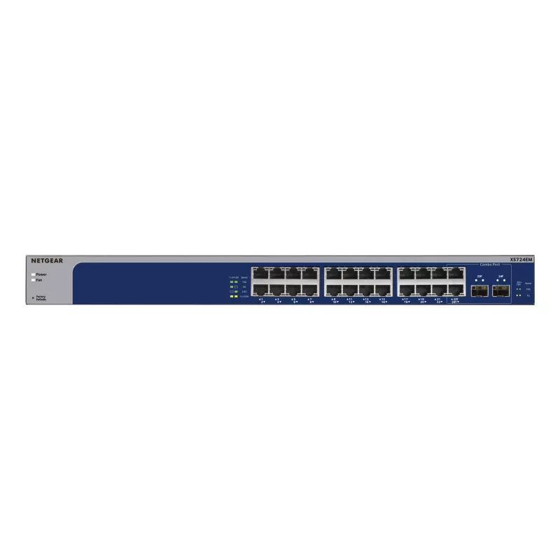 NETGEAR XS724EM Pārvaldāms L2 10G slēdzis, 24 porti, 1U, zils/pelēks