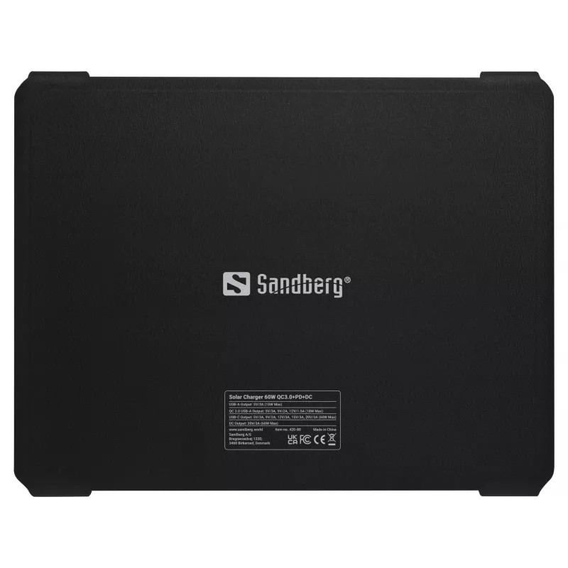 Sandberg Solar Charger 60W QC3.0+PD+DC Monokristālisks Melns