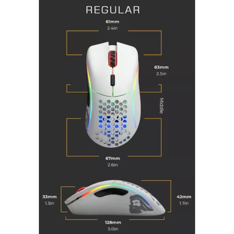 Glorious Gaming Glorious Model D Wireless - Matēti balts, labā roka, RF bezvadu, 19000 DPI, Balts