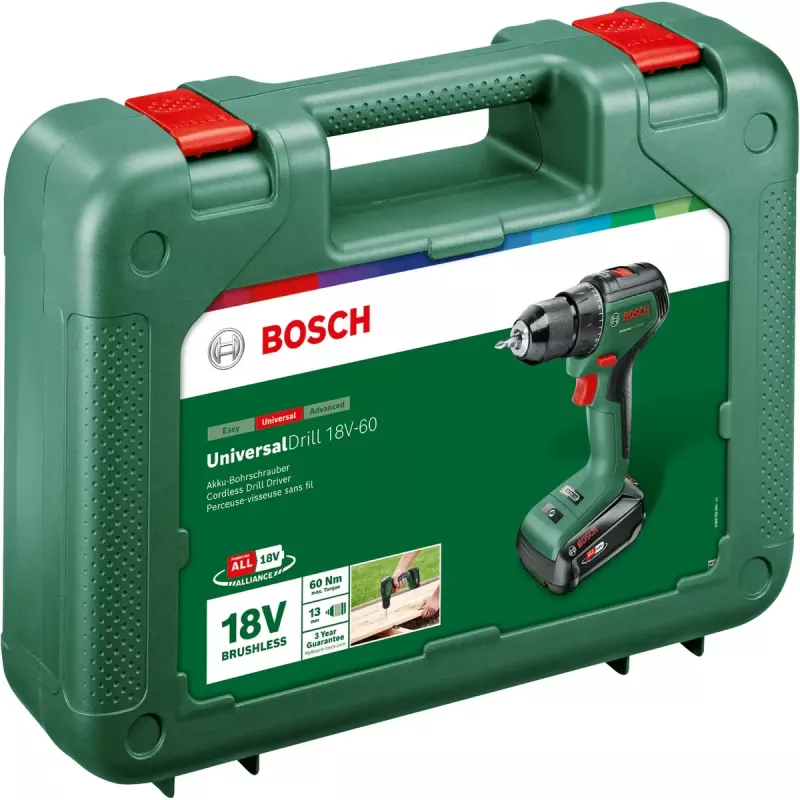 Bosch UniversalDrill 18V-60 1900 RPM Bezatslēgas 1.3 kg Melns, Zaļš