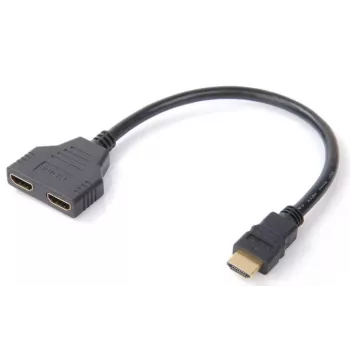 Microconnect HDMI Y-Splitter kabelis, 0.2 m, HDMI A (vīriešu) — 2 x HDMI A (sieviešu), 1920 x 1200 pikseļi, melns