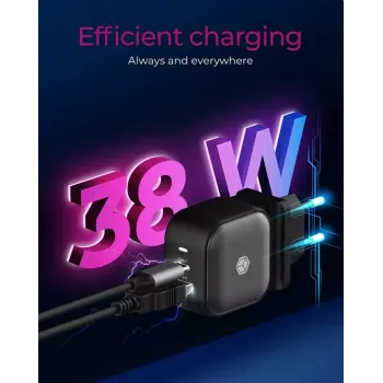 Sienas lādētājs ICY BOX 2-portu USB Power Delivery ātrai uzlādei Melns