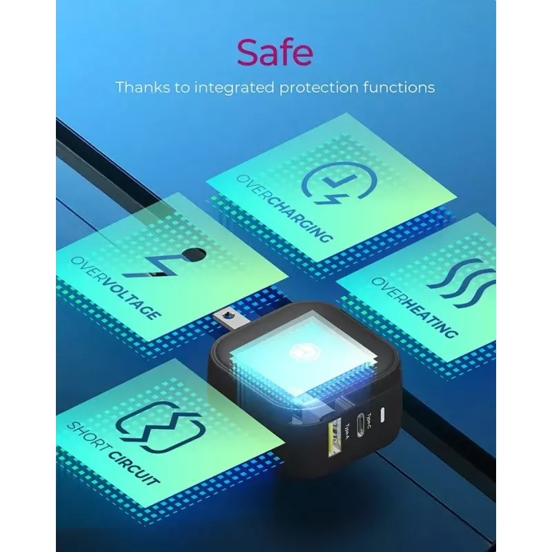 Sienas lādētājs ICY BOX 2-portu USB Power Delivery ātrai uzlādei Melns