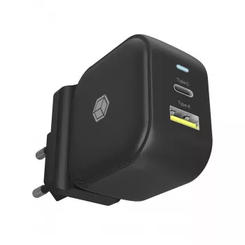 Sienas lādētājs ICY BOX 2-portu USB Power Delivery ātrai uzlādei Melns