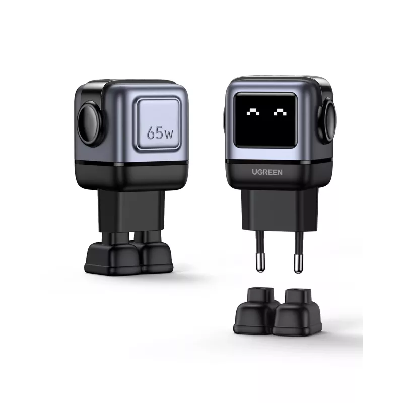 UGREEN Nexode RG 65 W GaN lādētājs ar 3 portiem, 1x USB-A + 2x USB-C, melns (25685B)