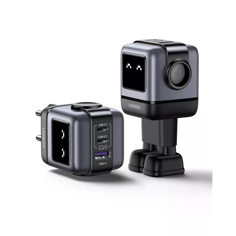 UGREEN Nexode RG 65 W GaN lādētājs ar 3 portiem, 1x USB-A + 2x USB-C, melns (25685B)