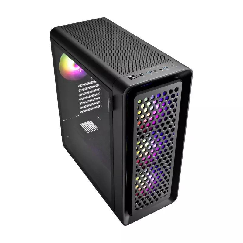 FSP CUT593A POC0000202 Ultra Tower datora kārba, E-ATX/ATX/micro-ATX/Mini-ITX, rūdīts stikls, melna