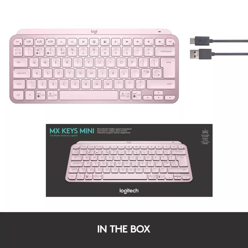 Bezvadu tastatūra Logitech MX Keys Mini (rozā)