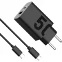 Iekštelpu AC ātrais lādētājs Motorola TurboPower 50W — Universāls USB-C, Melns