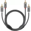 Audio kabelis WENTRONIC Goobay 65293 — 2 m, 2×RCA vīrietis uz 2×RCA vīrietis, varš, apzeltīti kontakti, magnētiskais ekranējums, pelēks
