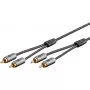 Audio kabelis WENTRONIC Goobay 65293 — 2 m, 2×RCA vīrietis uz 2×RCA vīrietis, varš, apzeltīti kontakti, magnētiskais ekranējums, pelēks