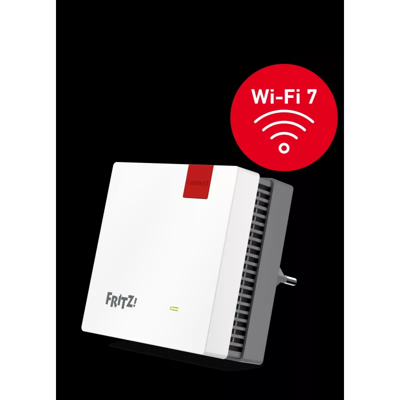 FRITZ! Mesh Set 1700 Wi-Fi 7 mesh tīkla sistēma, 2 gab. (2x FRITZ!Repeater 1700), divu frekvenču (2,4 GHz / 5 GHz), balta / pelēka