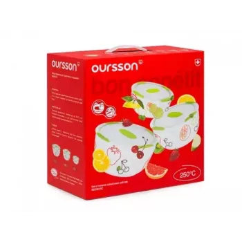 Salātu bļodu komplekts Oursson BS2981RC/GA apaļš keramikas daudzkrāsains 3 gab.