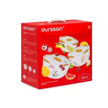 OURSSON BS2981RC/OR Bļodu komplekts 1.7 L Apaļš Keramika Oranžs Balts 3 gab.