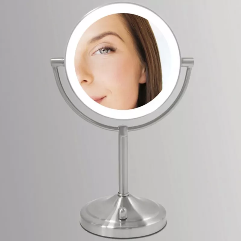 HoMedics MIR-8150-EU kosmētikas spogulis, brīvi stāvošs, apaļš, nerūsējošais tērauds
