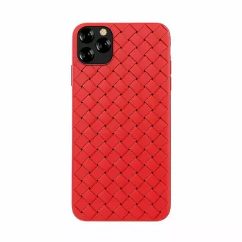 Mīksts telefona maciņš Devia iPhone 11 Pro — austs raksts, sarkans
