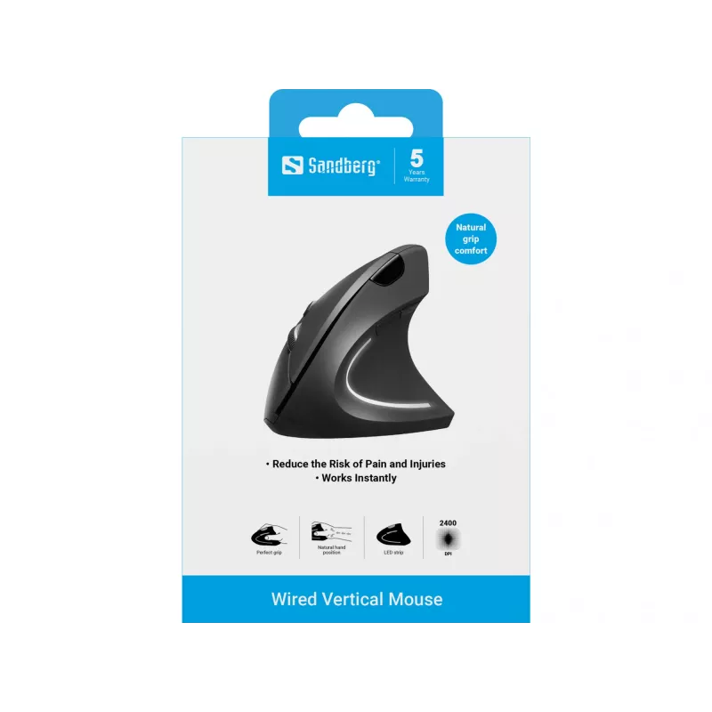Vadu pele Sandberg Wired Vertical Mouse USB Type-A