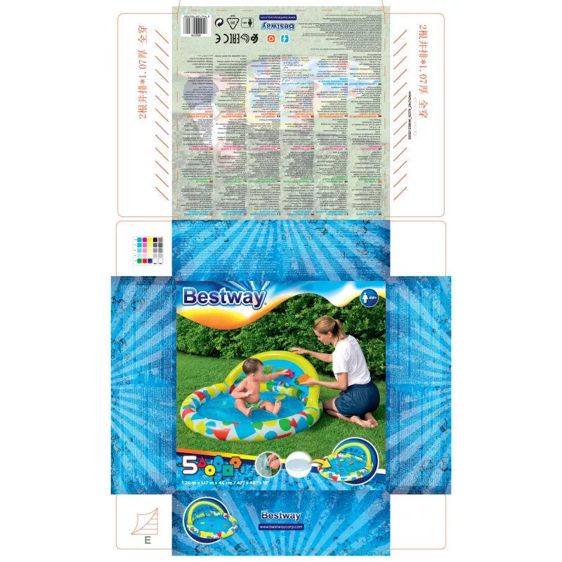 Bestway 52378 Splash & Learn bērnu baseiniņš ar nojumi, 45 l, 117 x 120 x 117 cm